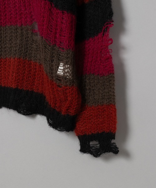 F-LAGSTUF-F（フラグスタフ）の「23AW-FS-24 BORDER MOHAIR BORO SWEATER（ニット/セーター・メンズ・ベージュ/レッド/ブルー・MEDIUM/LARGE/X-LARGE）」の12枚目の写真