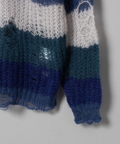 F-LAGSTUF-F（フラグスタフ）の「23AW-FS-24 BORDER MOHAIR BORO SWEATER（ニット/セーター・メンズ・ベージュ/レッド/ブルー・MEDIUM/LARGE/X-LARGE）」の10枚目の写真