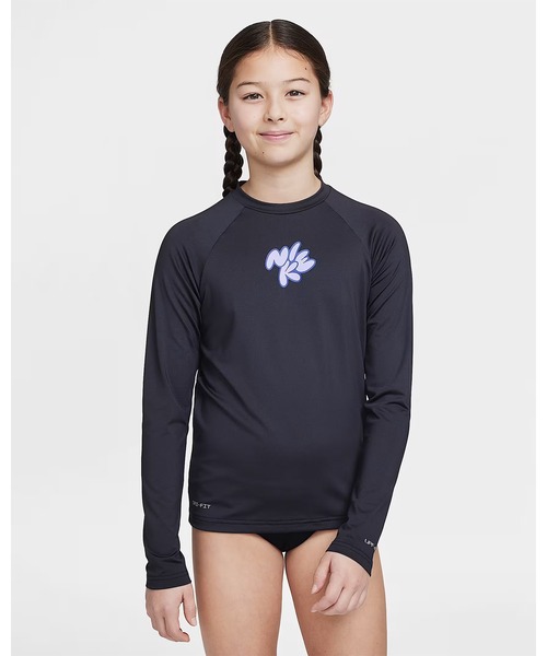 Nike ハイドロ ラッシュガード UV ブラック ネイビー 長袖 セール】NIKE/ナイキ ﾊﾞﾌﾞﾙNIKE L/Sﾊｲﾄﾞﾛｶﾞｰﾄﾞ キッズ UVケア