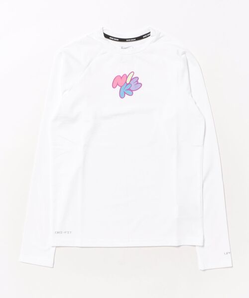 NIKE（ナイキ）の「NIKE/ナイキ ﾊﾞﾌﾞﾙNIKE L/Sﾊｲﾄﾞﾛｶﾞｰﾄﾞ キッズ UVケア ラッシュガード NESSF744（ラッシュガード・キッズ・ブラック/ホワイト/ピンク・130cm/140cm/150cm/160cm）」の12枚目の写真