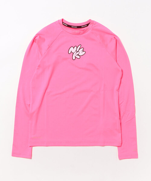 NIKE（ナイキ）の「NIKE/ナイキ ﾊﾞﾌﾞﾙNIKE L/Sﾊｲﾄﾞﾛｶﾞｰﾄﾞ キッズ UVケア ラッシュガード NESSF744（ラッシュガード・キッズ・ブラック/ホワイト/ピンク・130cm/140cm/150cm/160cm）」の10枚目の写真
