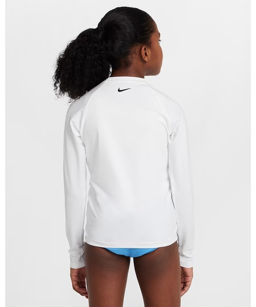 NIKE（ナイキ）の「NIKE/ナイキ ﾊﾞﾌﾞﾙNIKE L/Sﾊｲﾄﾞﾛｶﾞｰﾄﾞ キッズ UVケア ラッシュガード NESSF744（ラッシュガード・キッズ・ブラック/ホワイト/ピンク・130cm/140cm/150cm/160cm）」の6枚目の写真