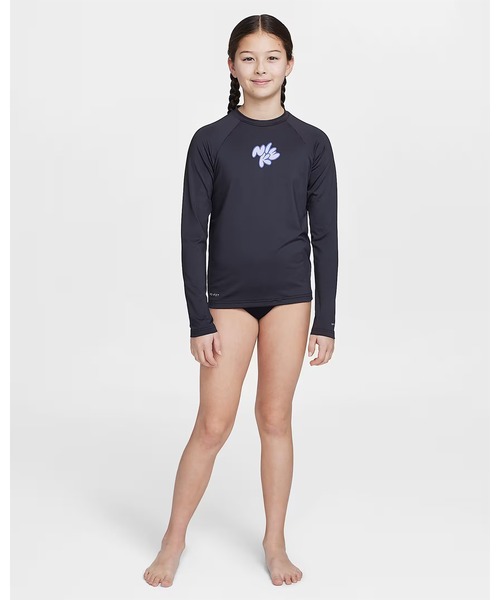 NIKE（ナイキ）の「NIKE/ナイキ ﾊﾞﾌﾞﾙNIKE L/Sﾊｲﾄﾞﾛｶﾞｰﾄﾞ キッズ UVケア ラッシュガード NESSF744（ラッシュガード・キッズ・ブラック/ホワイト/ピンク・130cm/140cm/150cm/160cm）」の19枚目の写真