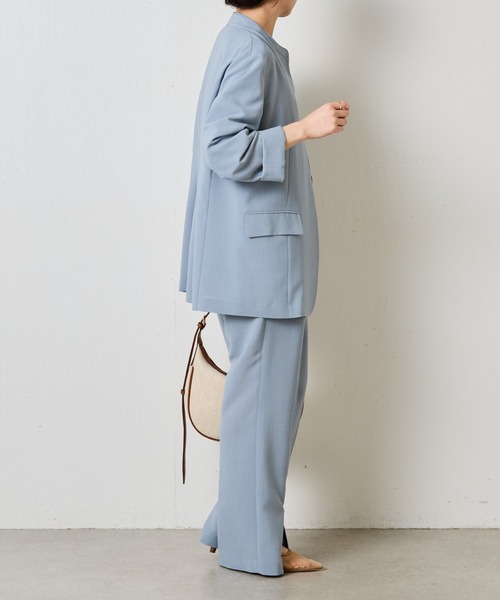 セール】シアーノーカラージャケット/セットアップ可（ノーカラー