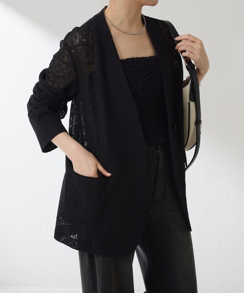 【美品】今季 コラージュギャラルダガランテ シアーノーカラージャケット COLLAGE GALLARDAGALANTE（コラージュガリャルダガランテ）の「シアー