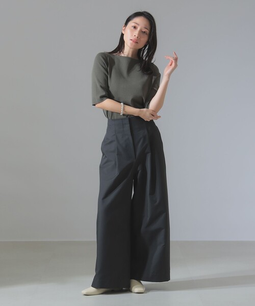 Demi-Luxe BEAMS（デミルクス ビームス）の「ハイウエスト タック ワイドパンツ［手洗い可］（その他パンツ・レディース・チャコールグレー/グリーン系その他2・36/38）」の4枚目の写真