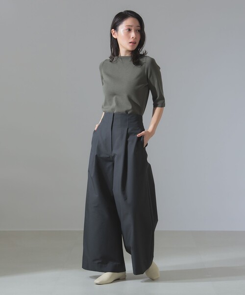 Demi-Luxe BEAMS（デミルクス ビームス）の「ハイウエスト タック ワイドパンツ［手洗い可］（その他パンツ・レディース・チャコールグレー/グリーン系その他2・36/38）」の5枚目の写真
