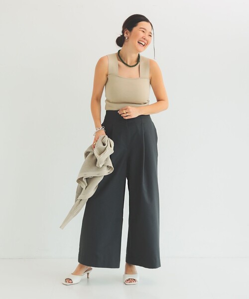 Demi-Luxe BEAMS（デミルクス ビームス）の「ハイウエスト タック ワイドパンツ［手洗い可］（その他パンツ・レディース・チャコールグレー/グリーン系その他2・36/38）」の11枚目の写真