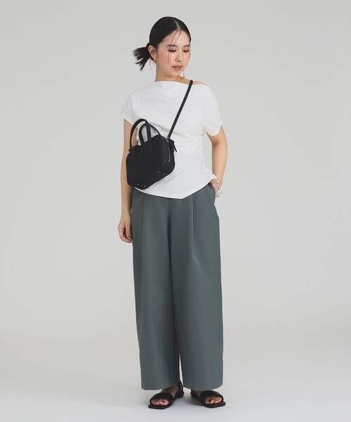 Demi-Luxe BEAMS（デミルクス ビームス）の「ハイウエスト タック ワイドパンツ［手洗い可］（その他パンツ・レディース・チャコールグレー/グリーン系その他2・36/38）」の12枚目の写真
