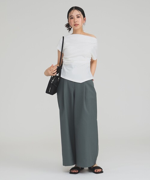 Demi-Luxe BEAMS（デミルクス ビームス）の「ハイウエスト タック ワイドパンツ［手洗い可］（その他パンツ・レディース・チャコールグレー/グリーン系その他2・36/38）」の13枚目の写真
