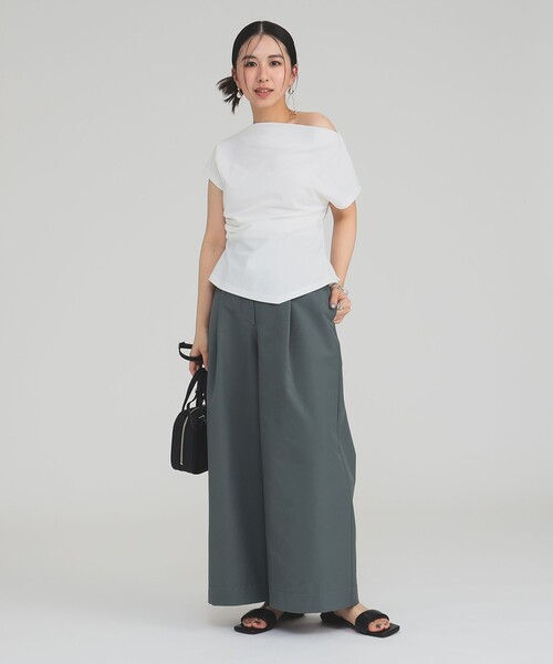 Demi-Luxe BEAMS（デミルクス ビームス）の「ハイウエスト タック ワイドパンツ［手洗い可］（その他パンツ・レディース・チャコールグレー/グリーン系その他2・36/38）」の14枚目の写真