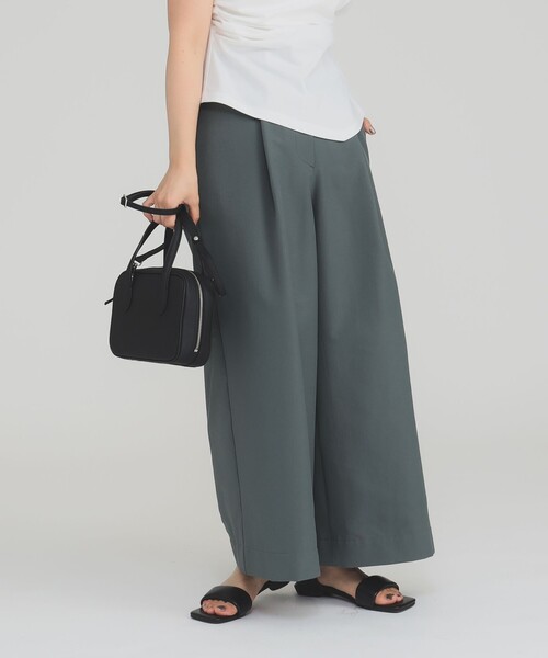 Demi-Luxe BEAMS（デミルクス ビームス）の「ハイウエスト タック ワイドパンツ［手洗い可］（その他パンツ・レディース・チャコールグレー/グリーン系その他2・36/38）」の16枚目の写真