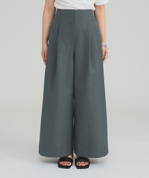 Demi-Luxe BEAMS（デミルクス ビームス）の「ハイウエスト タック ワイドパンツ［手洗い可］（その他パンツ・レディース・チャコールグレー/グリーン系その他2・36/38）」の17枚目の写真