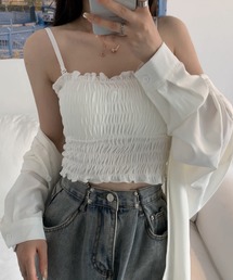 ARCHIVER（アーカイバ）の「【RS】【Lilamusant(リラミュゾン)】カップ付きシャーリングキャミソール/キャミトップ/インナー（キャミソール）」