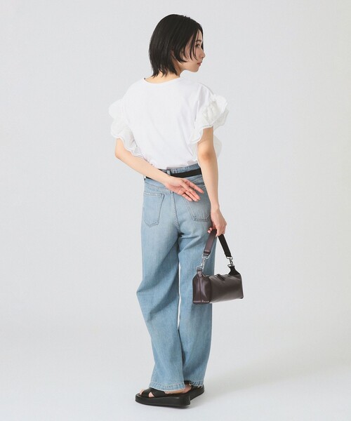 Ray BEAMS(レイビームス)の「レース フリルスリーブ Tシャツ(Tシャツ/カットソー・レディース・ブラック/ホワイト/ネイビー・ONE SIZE)」の5枚目の写真