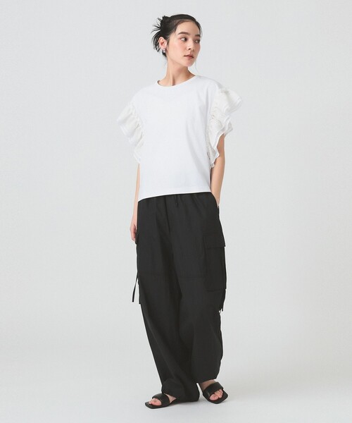 Ray BEAMS(レイビームス)の「レース フリルスリーブ Tシャツ(Tシャツ/カットソー・レディース・ブラック/ホワイト/ネイビー・ONE SIZE)」の9枚目の写真