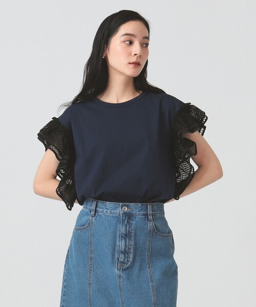 Ray BEAMS(レイビームス)の「レース フリルスリーブ Tシャツ(Tシャツ/カットソー・レディース・ブラック/ホワイト/ネイビー・ONE SIZE)」の19枚目の写真