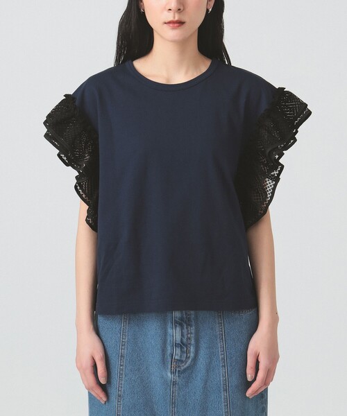 Ray BEAMS(レイビームス)の「レース フリルスリーブ Tシャツ(Tシャツ/カットソー・レディース・ブラック/ホワイト/ネイビー・ONE SIZE)」の21枚目の写真