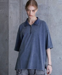 SERACE | 【SERACE】Vintage design loose chemical short sleeve half zip t-shirt / ヴィンテージデザインルーズケミカル半袖ハーフジップTシャツ(Tシャツ/カットソー)