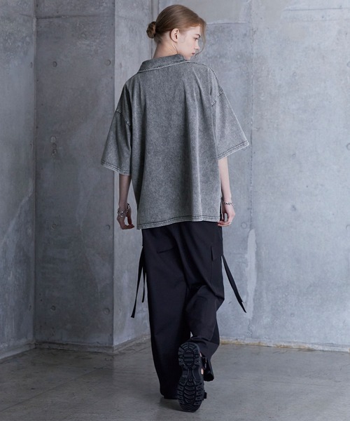 ヴィンテージ 半袖ハーフジップ SERACE】Vintage design loose chemical short sleeve half zip