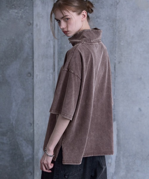 SERACE（セラス）の「【SERACE】Vintage design loose chemical short sleeve half zip t-shirt / ヴィンテージデザインルーズケミカル半袖ハーフジップTシャツ（Tシャツ/カットソー・メンズ・ブラウン/ダークブルー/ブラック/ライトグレー/ネイビー・L/M/S）」の19枚目の写真