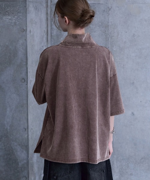 SERACE（セラス）の「【SERACE】Vintage design loose chemical short sleeve half zip t-shirt / ヴィンテージデザインルーズケミカル半袖ハーフジップTシャツ（Tシャツ/カットソー・メンズ・ブラウン/ダークブルー/ブラック/ライトグレー/ネイビー・L/M/S）」の20枚目の写真