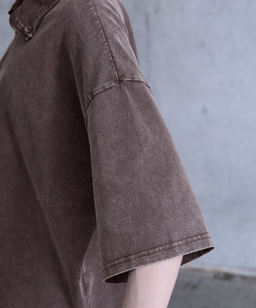 ACミラン ハーフジップ ヴィンテージ SERACE】Vintage design loose chemical short sleeve half zip