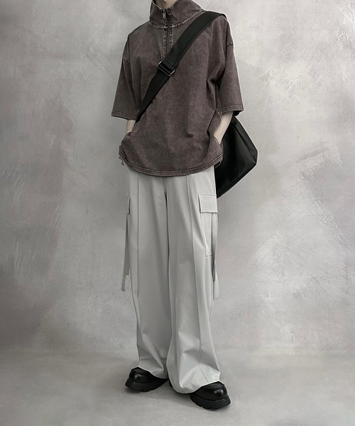 SERACE（セラス）の「【SERACE】Vintage design loose chemical short sleeve half zip t-shirt / ヴィンテージデザインルーズケミカル半袖ハーフジップTシャツ（Tシャツ/カットソー・メンズ・ブラウン/ダークブルー/ブラック/ライトグレー/ネイビー・L/M/S）」の16枚目の写真