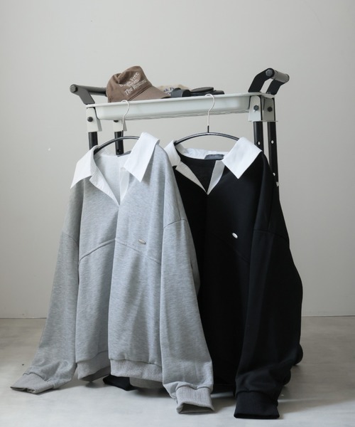 Ulysses(ユリシス)の「襟付きオーバーサイズトレーナー(スウェット・レディース・グレー/ブラック・F)」の19枚目の写真