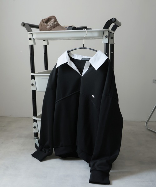 Ulysses(ユリシス)の「襟付きオーバーサイズトレーナー(スウェット・レディース・グレー/ブラック・F)」の10枚目の写真