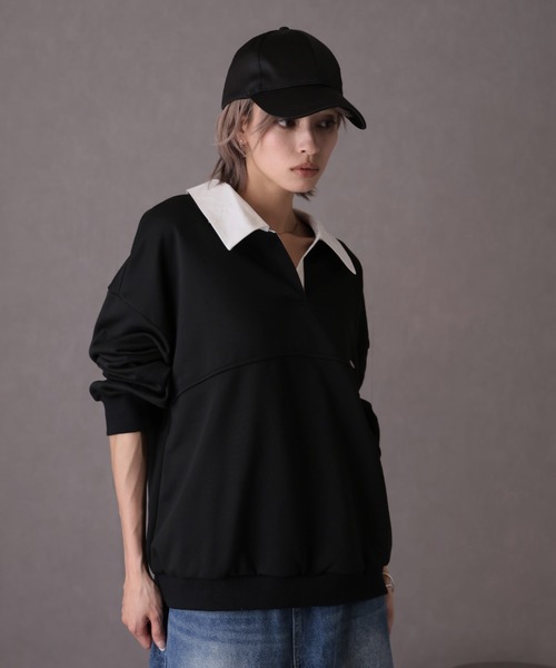 Ulysses(ユリシス)の「襟付きオーバーサイズトレーナー(スウェット・レディース・グレー/ブラック・F)」の15枚目の写真