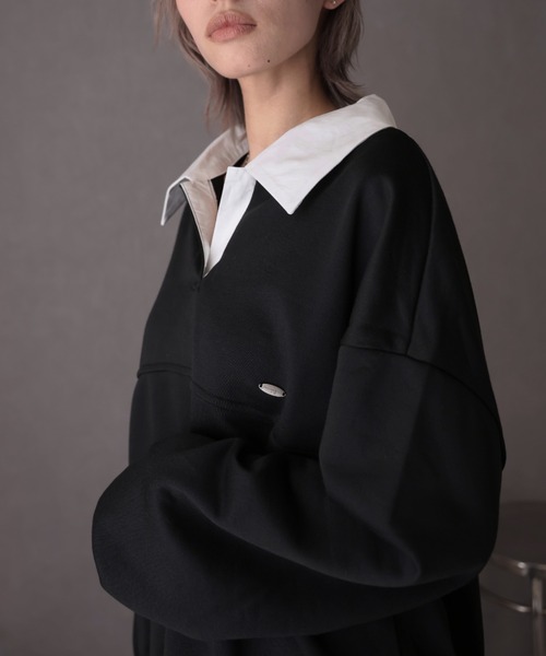 Ulysses(ユリシス)の「襟付きオーバーサイズトレーナー(スウェット・レディース・グレー/ブラック・F)」の8枚目の写真