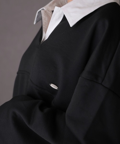 Ulysses(ユリシス)の「襟付きオーバーサイズトレーナー(スウェット・レディース・グレー/ブラック・F)」の9枚目の写真