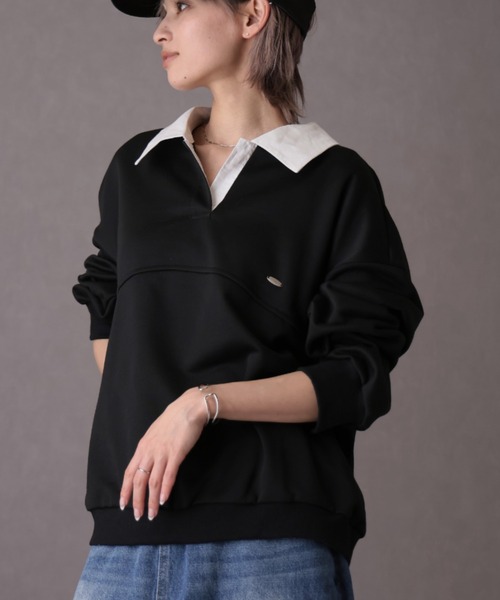 Ulysses(ユリシス)の「襟付きオーバーサイズトレーナー(スウェット・レディース・グレー/ブラック・F)」の21枚目の写真