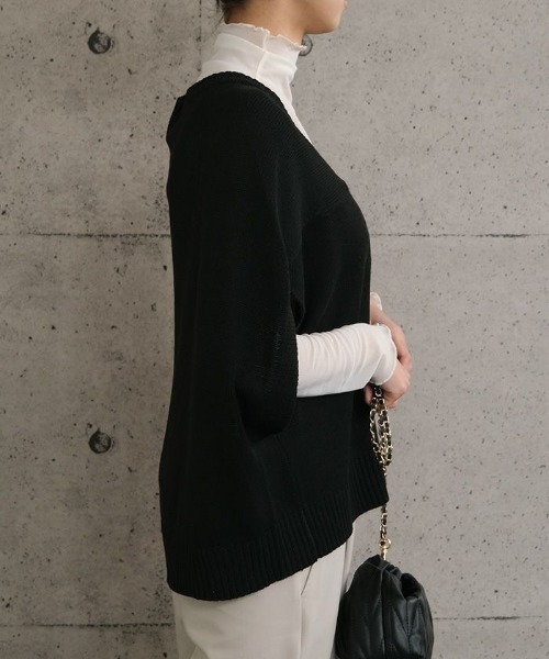 aquagarage（アクアガレージ）の「ダブルジップサマーニットベス（ニット/セーター・レディース・モカ/アイボリー/ブラック・M）」の8枚目の写真