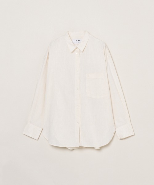 three dots(スリードッツ)の「コットンリネン シャツ(シャツ/ブラウス・レディース・ピンク系その他/ライトブルー/レッド/イエロー/ネイビー/ナチュラル/グリーン/パープル・SMALL)」の2枚目の写真