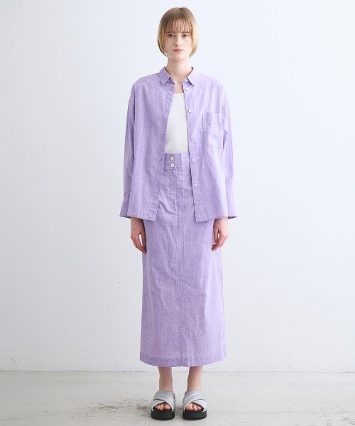 three dots(スリードッツ)の「コットンリネン シャツ(シャツ/ブラウス・レディース・ピンク系その他/ライトブルー/レッド/イエロー/ネイビー/ナチュラル/グリーン/パープル・SMALL)」の14枚目の写真