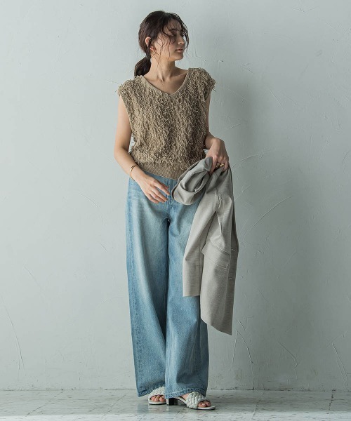 MAYSON GREY（メイソングレイ）の「ループフリンジニットベスト≪手洗い可能≫（ベスト・レディース・レッド/ベージュ・M）」の22枚目の写真