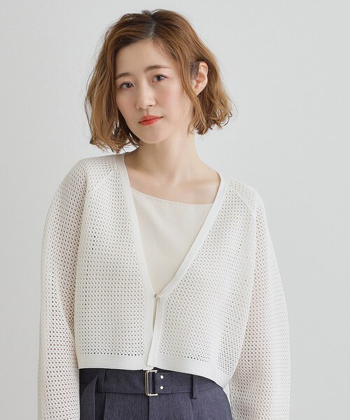 grove（グローブ）の「ワイドスリーブメッシュカーディガン（カーディガン/ボレロ・レディース・ダークブラウン/オフホワイト/ブラック・02/03/05/04/01）」の4枚目の写真