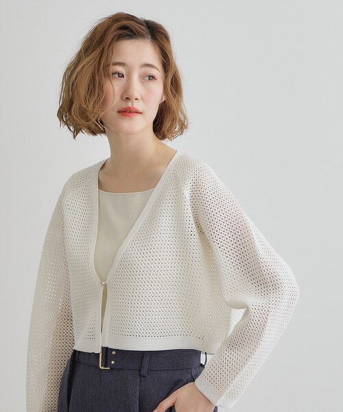 grove（グローブ）の「ワイドスリーブメッシュカーディガン（カーディガン/ボレロ・レディース・ダークブラウン/オフホワイト/ブラック・02/03/05/04/01）」の5枚目の写真