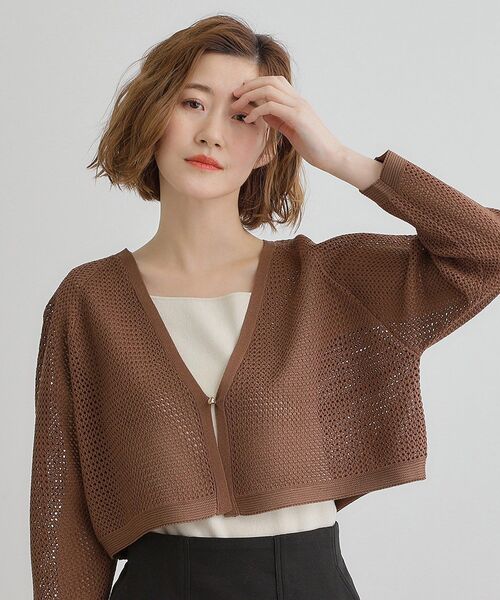 grove（グローブ）の「ワイドスリーブメッシュカーディガン（カーディガン/ボレロ・レディース・ダークブラウン/オフホワイト/ブラック・02/03/05/04/01）」の13枚目の写真