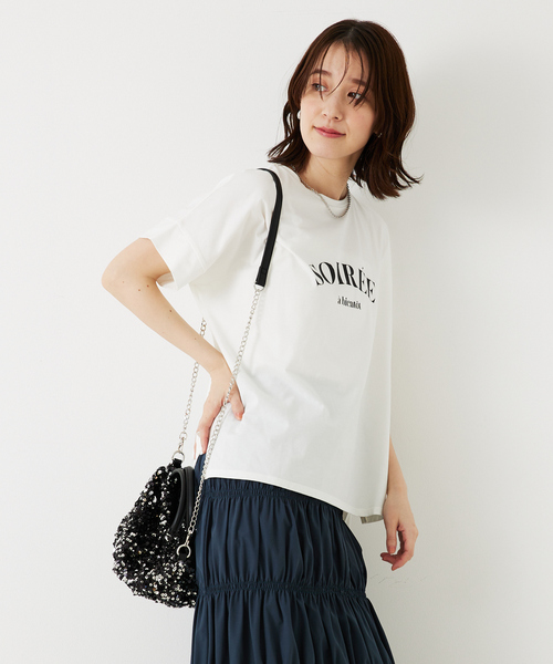 abahouse mavie（アバハウスマヴィ）の「ワイドロゴTシャツ/半袖（Tシャツ/カットソー・レディース・ホワイト系その他/グレー系その他/ホワイト系その他2/セージグリーン/グレー系その他2/ネイビー・フリー）」の9枚目の写真