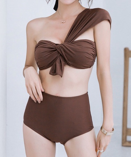 セール】【2点セット】ワンショルダー ツイスト デザイン ハイ