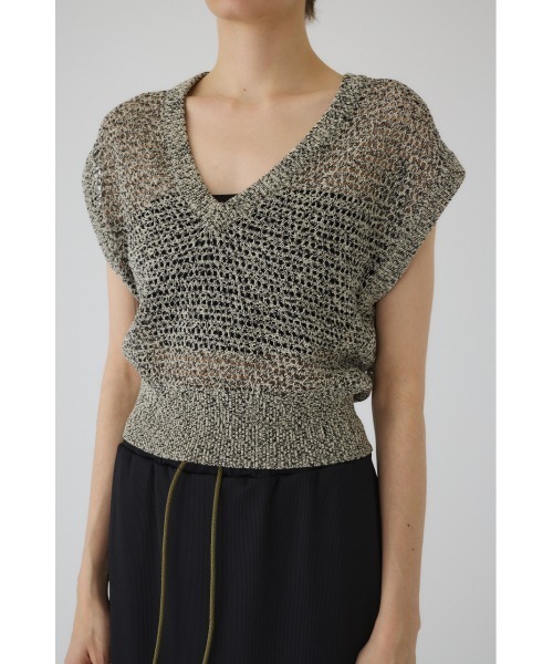RIM.ARK(リムアーク)の「Summer knit v neck tops サマーニットブイネックトップス(ニット/セーター・レディース・マルチ/ブラック/アイボリー・38/36)」の21枚目の写真