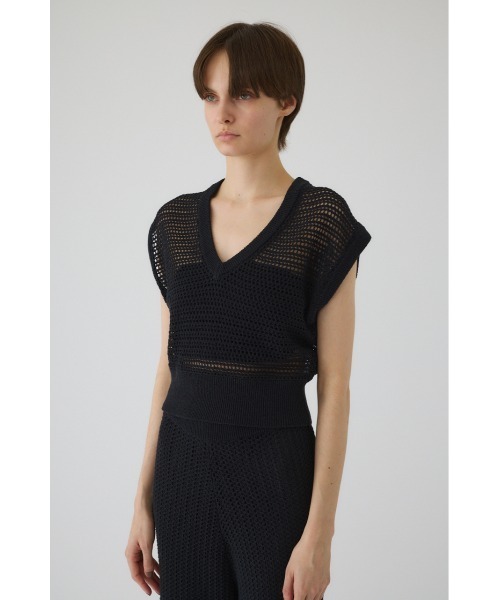 RIM.ARK(リムアーク)の「Summer knit v neck tops サマーニットブイネックトップス(ニット/セーター・レディース・マルチ/ブラック/アイボリー・38/36)」の11枚目の写真