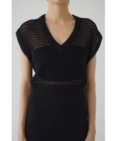 RIM.ARK(リムアーク)の「Summer knit v neck tops サマーニットブイネックトップス(ニット/セーター・レディース・マルチ/ブラック/アイボリー・38/36)」の4枚目の写真