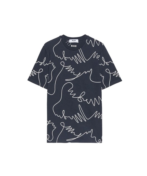 セール】【NEW】MSGM One Stroke 刺繍ロゴTシャツ（Tシャツ