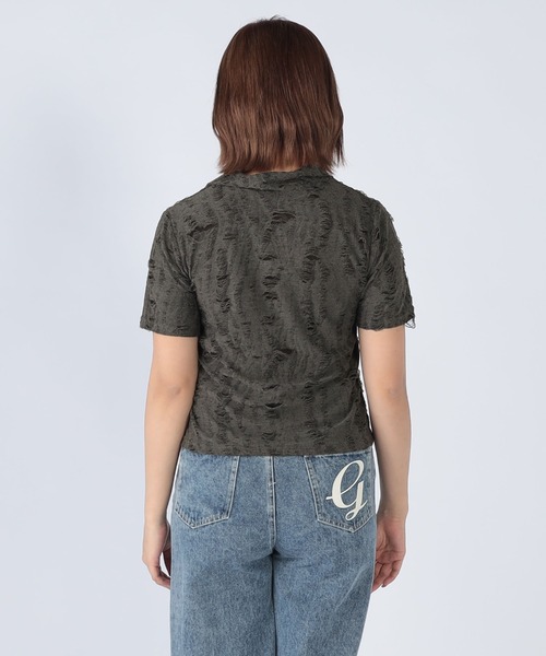 CECIL McBEE(セシルマクビー)の「フロントプリントスキッパー半袖トップス(Tシャツ/カットソー・レディース・チャコールグレー/グレー・MEDIUM/LARGE)」の7枚目の写真