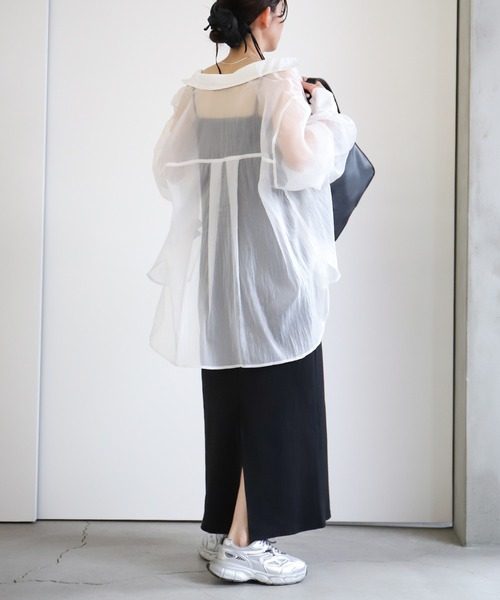 select MOCA(セレクトモカ)の「オーガンジーシアーシャツ(シャツ/ブラウス・レディース・ブラウン/ベージュ/ブラック/オフホワイト・FREE)」の18枚目の写真