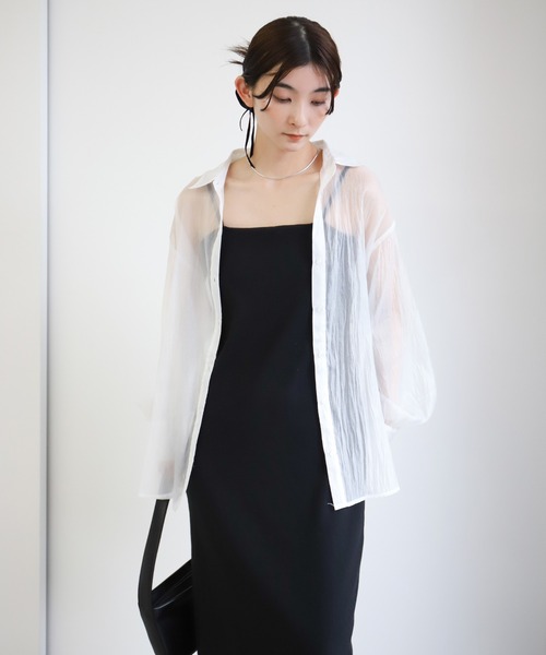 select MOCA(セレクトモカ)の「オーガンジーシアーシャツ(シャツ/ブラウス・レディース・ブラウン/ベージュ/ブラック/オフホワイト・FREE)」の17枚目の写真